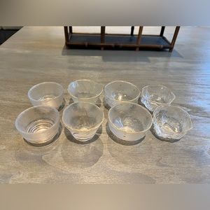4 pairs delicate sophisticated handmade mini Japanese tea cup clear opaque glass